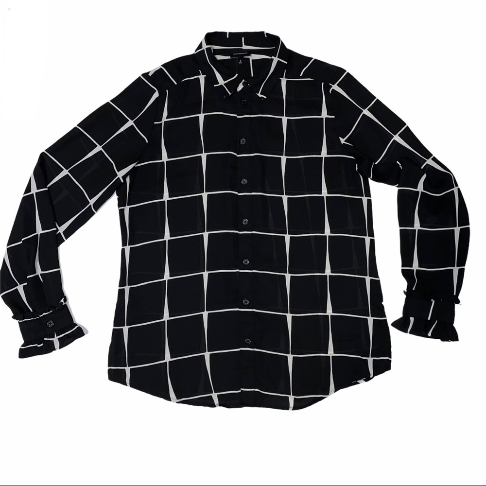 Modern Long Sleeved Sheer Button-Down Blouse
